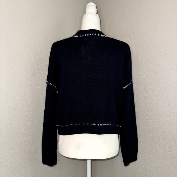 Jessica Simpson Game Day Navy Blue Cropped Pullover Sweater Women's XS NEW NWT - Picture 3 of 10
